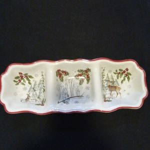 Christmas 3 Compartment  Ceramic Dish by Bettet Homes